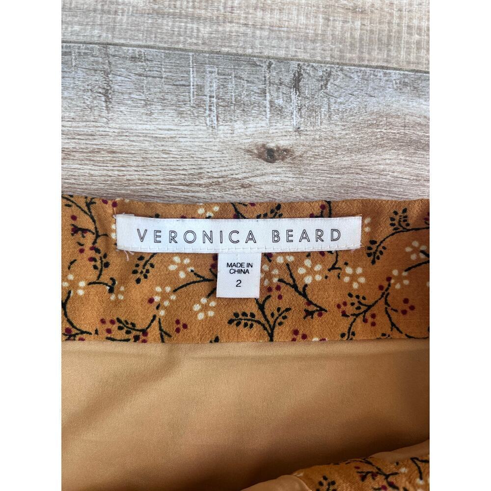 Veronica Beard Spencer Floral Print Ruffle Zip Font Skirt Size 2 Saffron - Picture 4 of 7